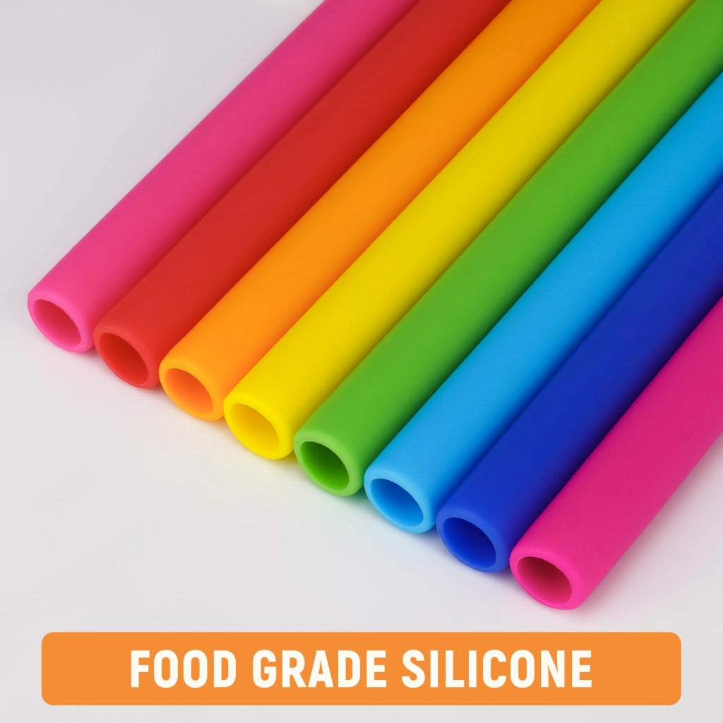 8 cannucce in silicone extra larghe, riutilizzabili, di vari colori