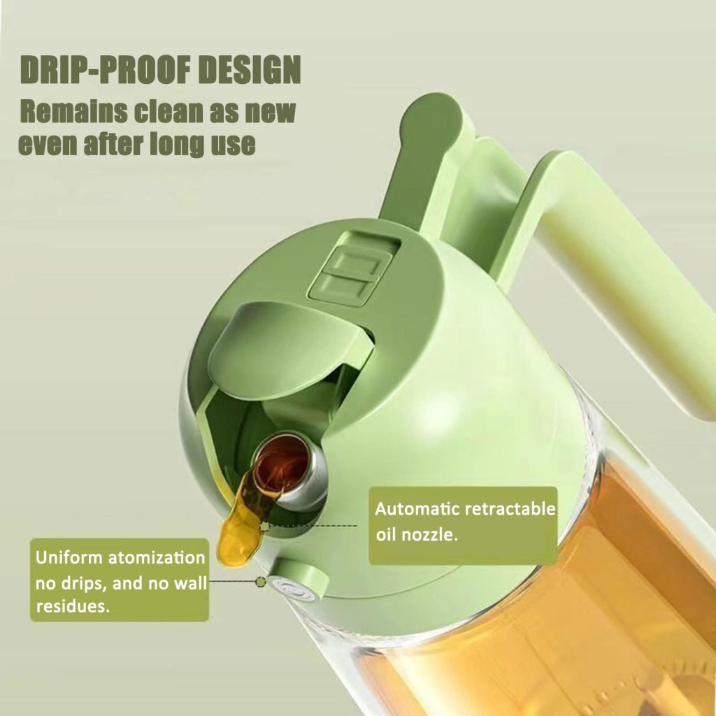 Spruzzatore per olio 2-in-1, flacone in vetro da 450 ml, adatto per alimenti, colore verde