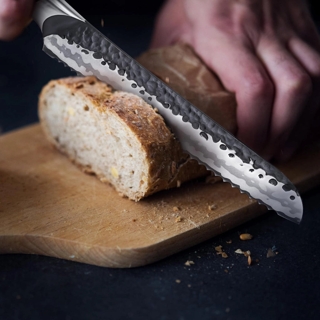 Coltello da pane, 20 cm, 7 strati, acciaio inossidabile, manico in legno di acero