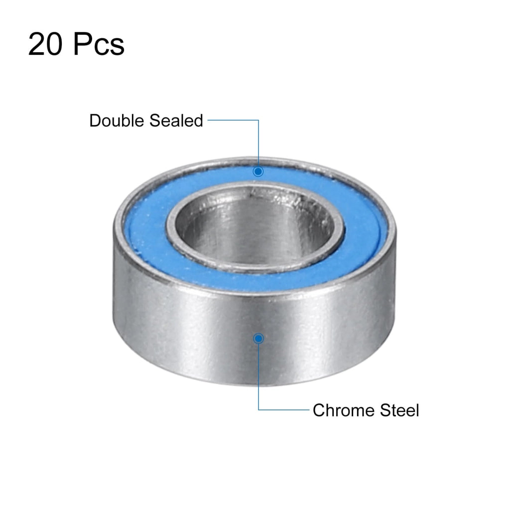 20 cuscinetti a sfera MR84-2RS, 4x8x3 mm, a doppia tenuta, in acciaio inossidabile