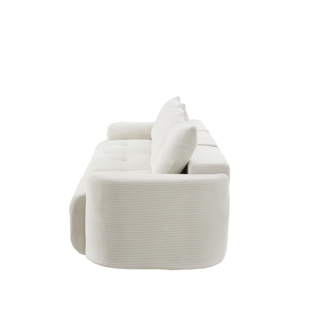 Divano modulare 3 posti con seduta separabile 2+1 in velluto a coste beige