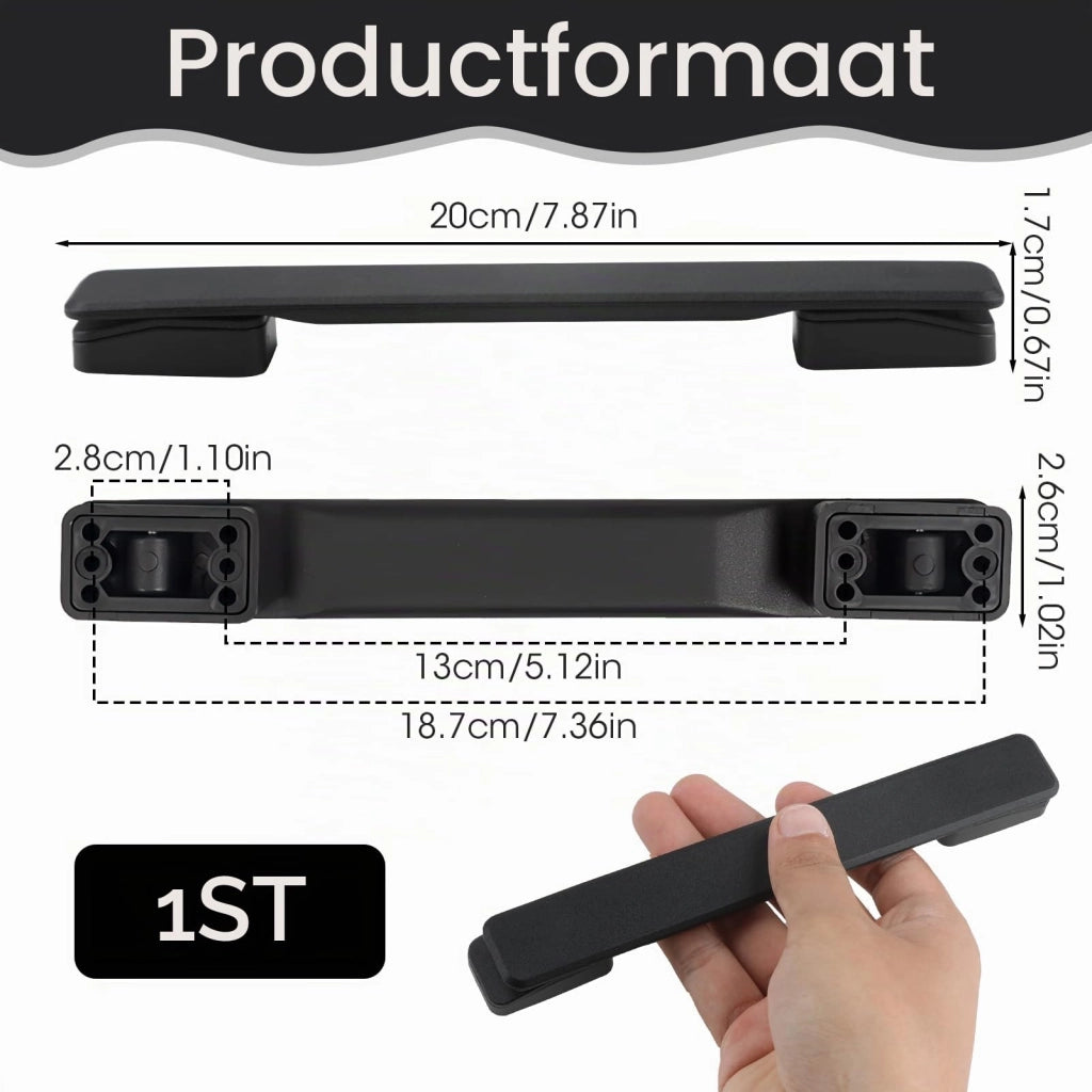 Maniglia per valigia in plastica, 20 cm, maniglia di ricambio per bagagli, in TPU, colore nero