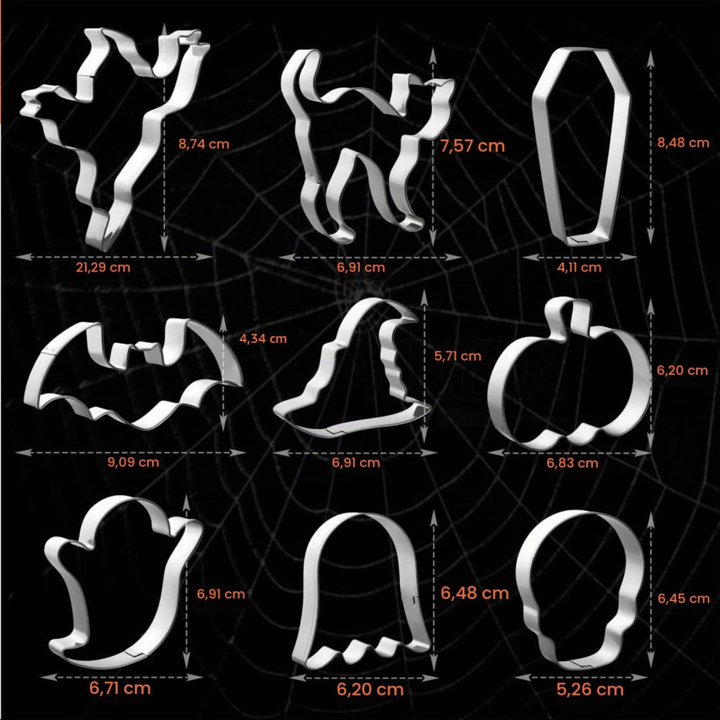 Set di 9 formine per biscotti a tema Halloween, in acciaio inossidabile