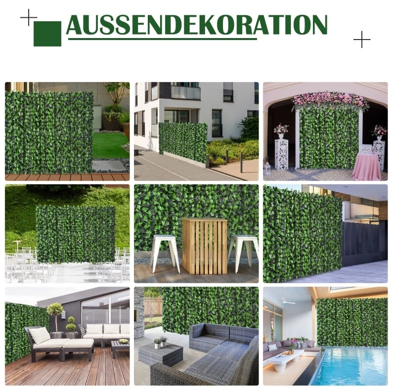 Siepe artificiale verde con schermatura, 300 × 100 cm