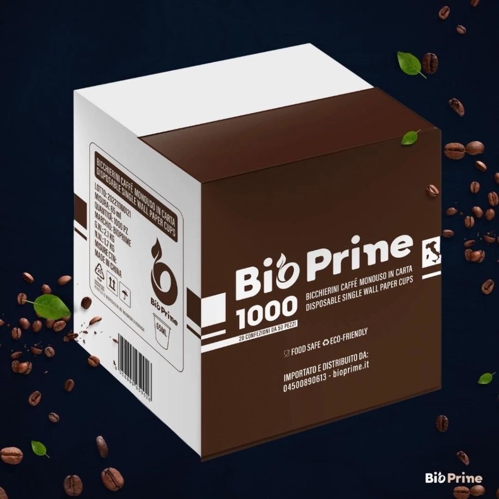 Bicchieri di carta da 65 ml, confezione da 1000 pezzi, biodegradabili, color marrone
