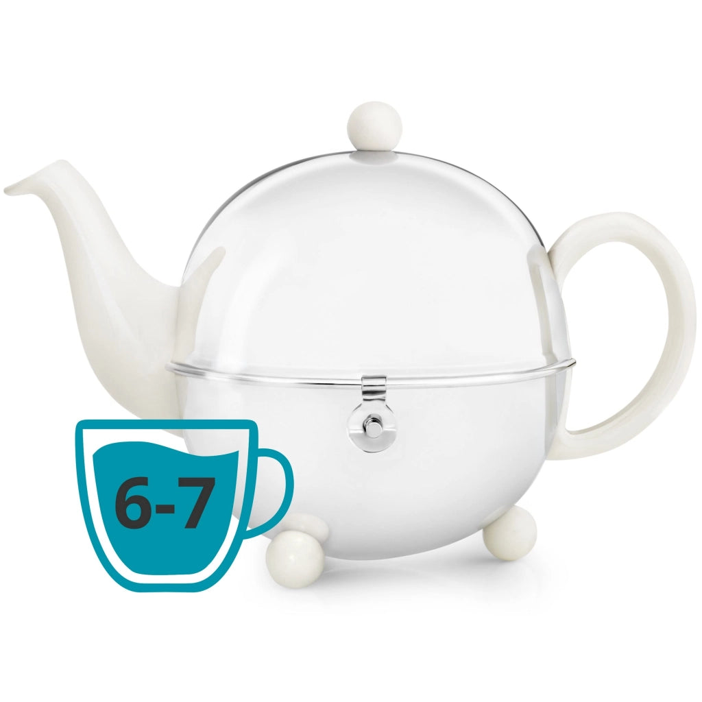 Teiera con coperchio e infusore, bianca, 1,3 litri