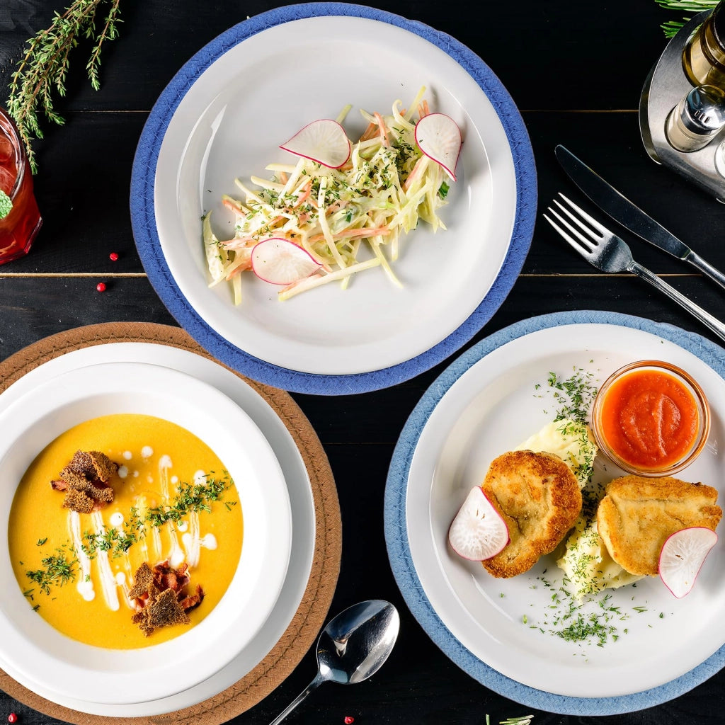 Set di 4 sottobicchieri in cotone, 20 cm, verde scuro