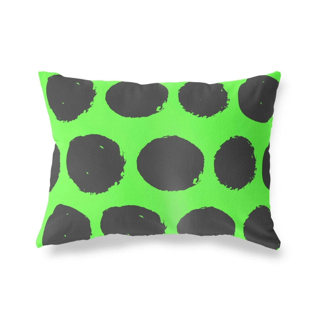 Cuscino decorativo, 35x50 cm, verde neon/rosso, in cotone/poliestere