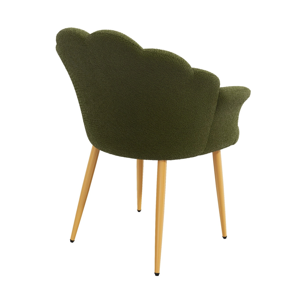 Poltrona 64x65;5x85 cm in tessuto peluche verde; schienale a petalo