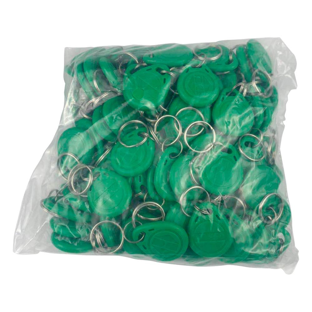 Confezione da 100 portachiavi RFID a 125 kHz, modello TK4100, solo lettura, colore verde