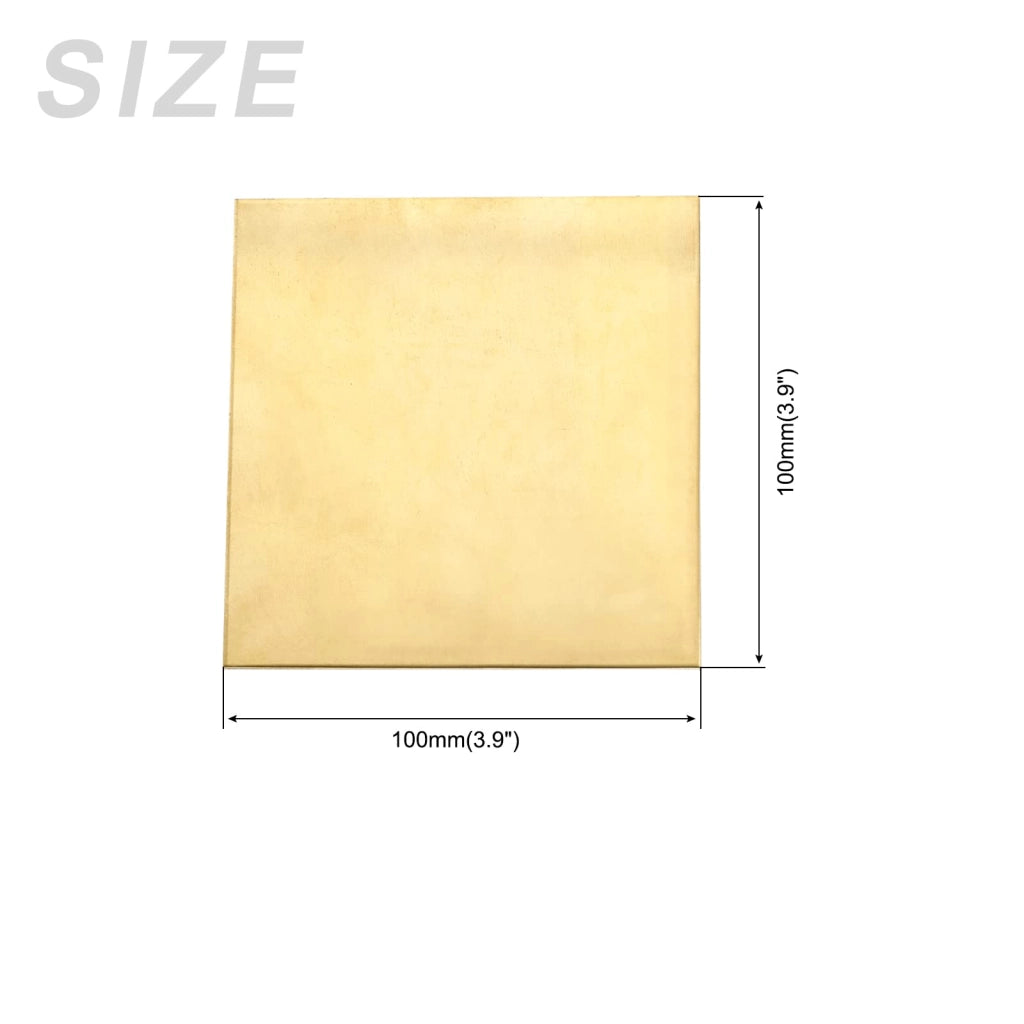 Piastre in ottone, dimensioni 100x100x1,5 mm, 2 pezzi, colore oro