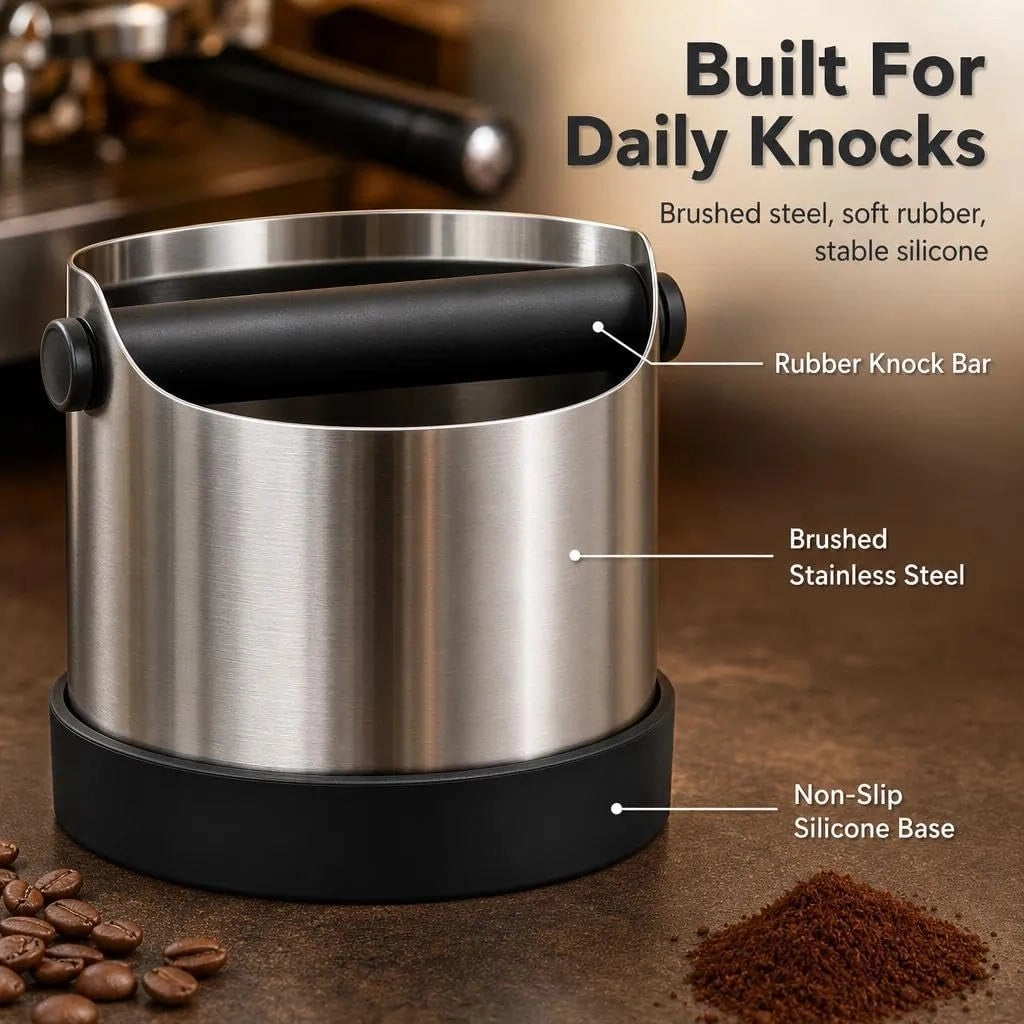 Contenitore in acciaio inossidabile per macinare il caffè, capacità 700 ml, con stantuffo rimovibile