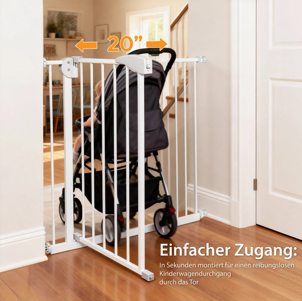 Cancelletto sicurezza bimbi e cani 75-115 cm h 76 cm, metallo bianco, senza foratura