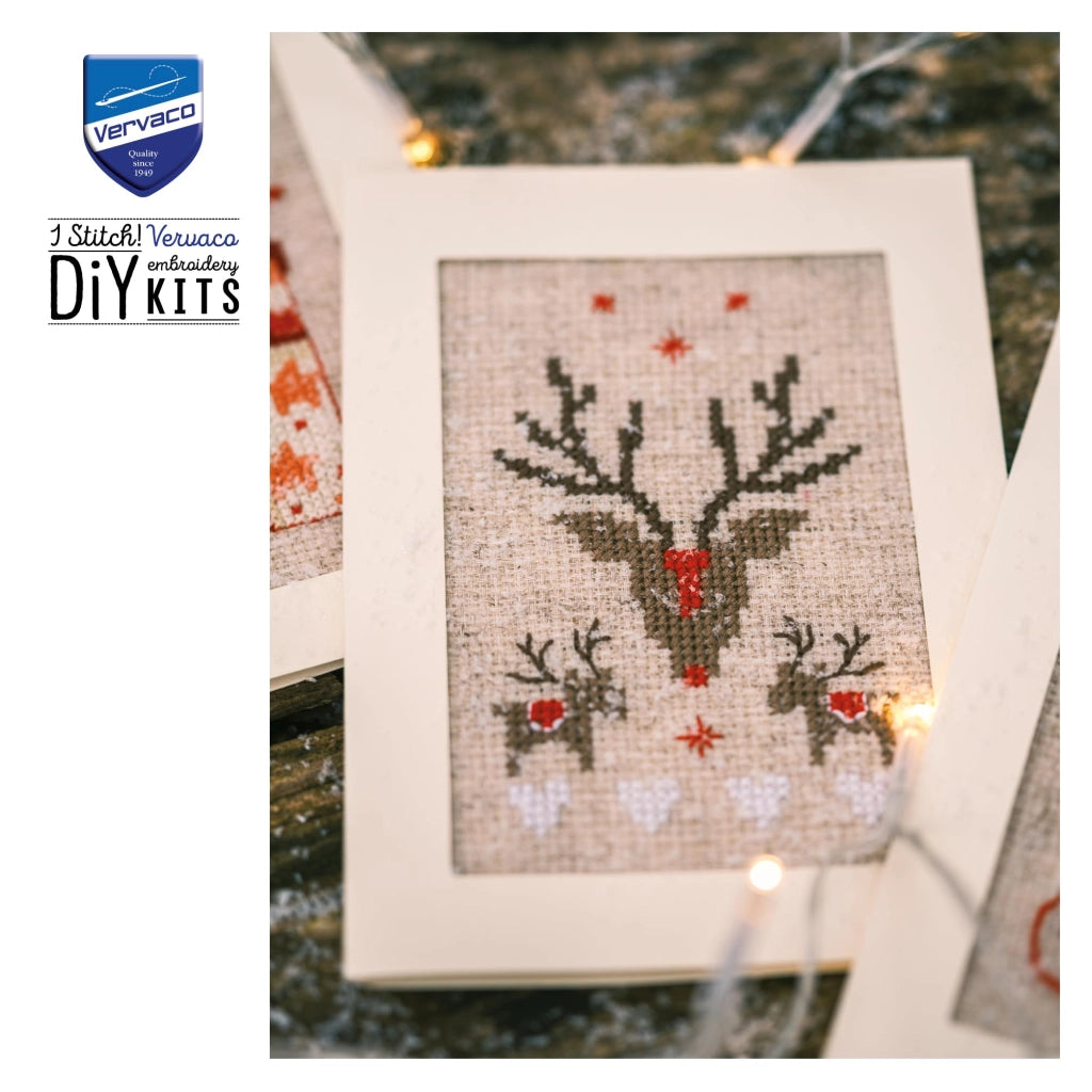 Set di biglietti da collezione con ricami a punto croce, confezione da 3, dimensioni 10x15 cm, tema natalizio