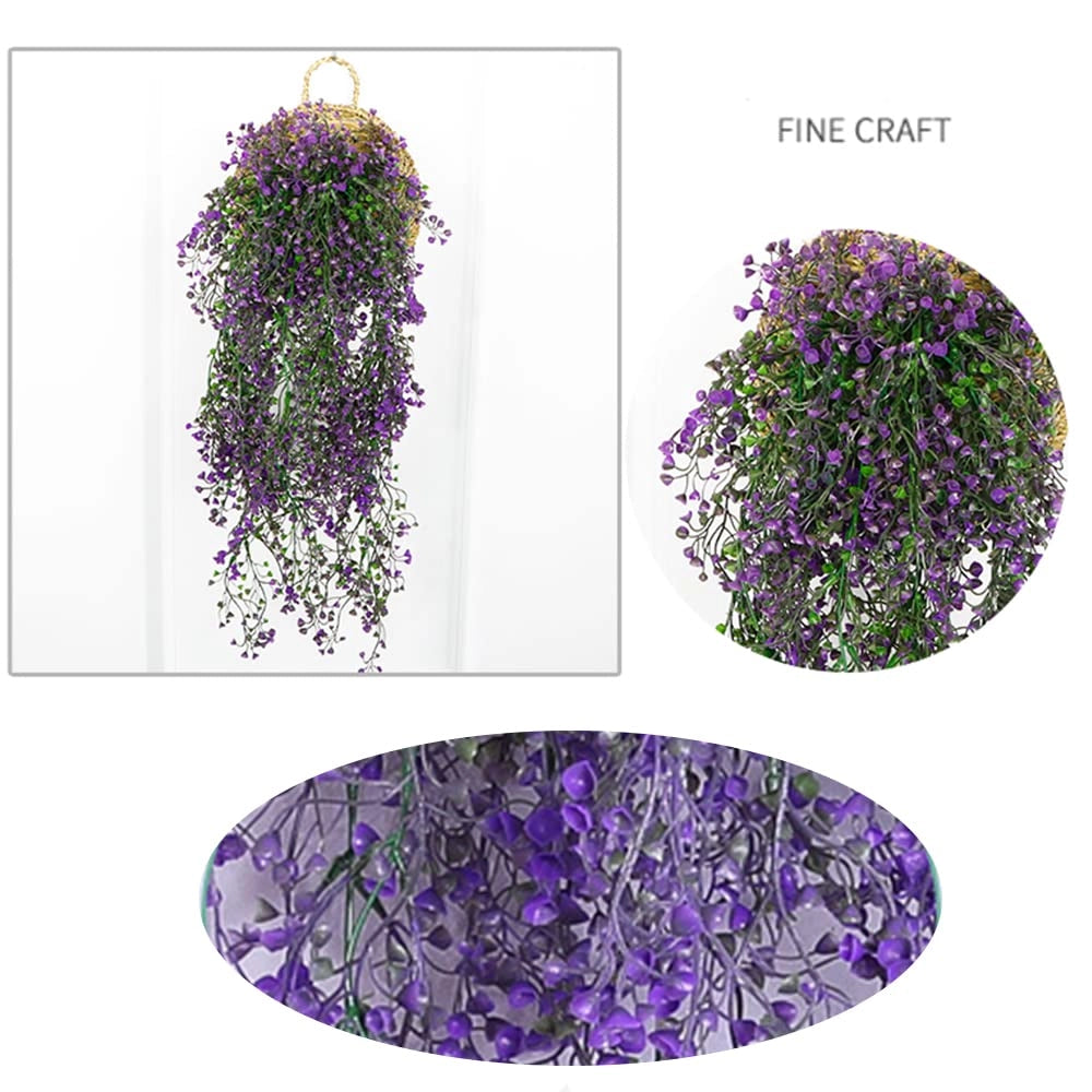 Set di 2 fiori artificiali, da appendere, altezza 85 cm, color viola, adatti per interni ed esterni