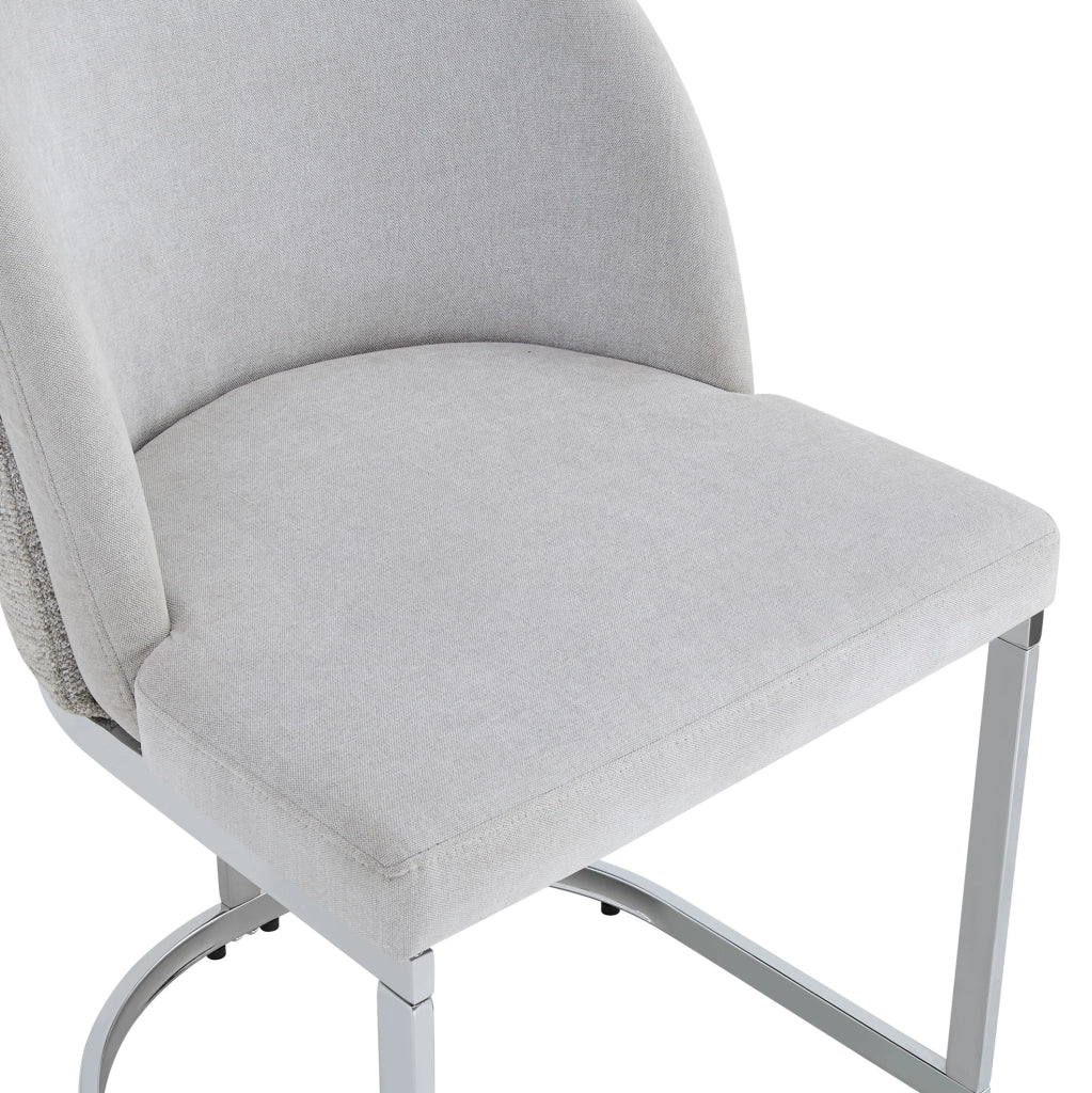 Set di 6 sedie grigie in ciniglia con gambe argentate
