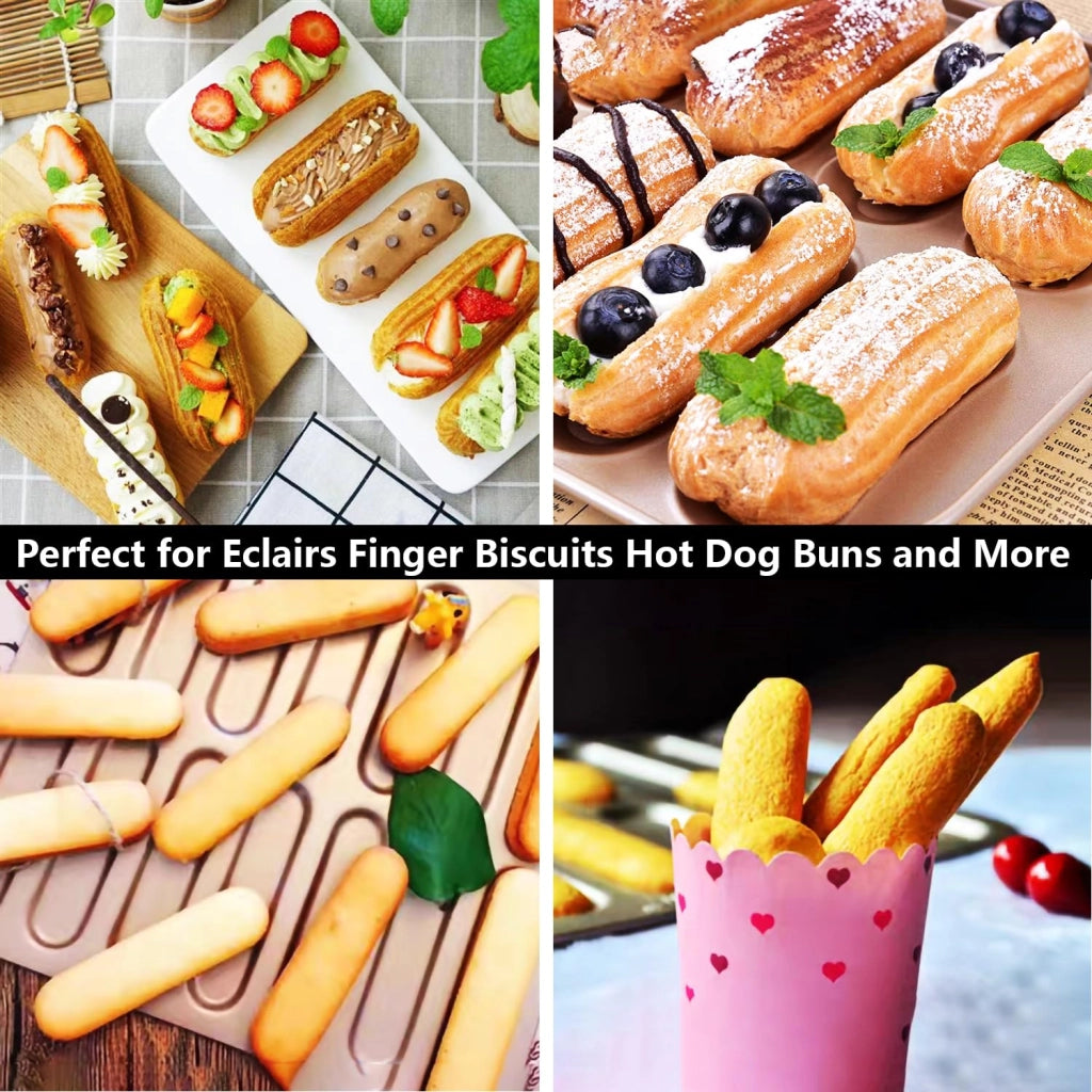 Stampo per éclair, biscotti a forma di dita e panini per hot dog, con 12 cavità