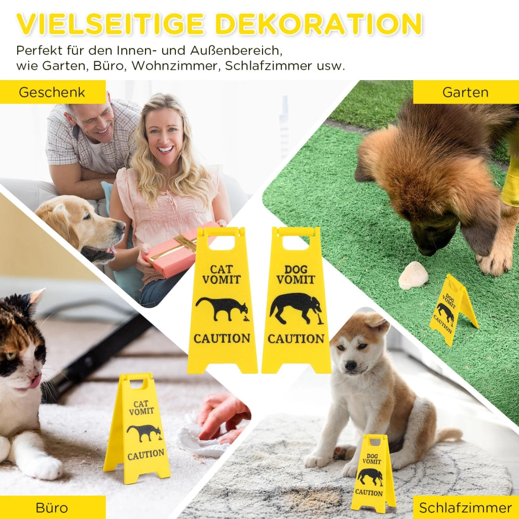 Segnaletica di avvertimento per cani e gatti, 2 pezzi, 12 cm, divertente