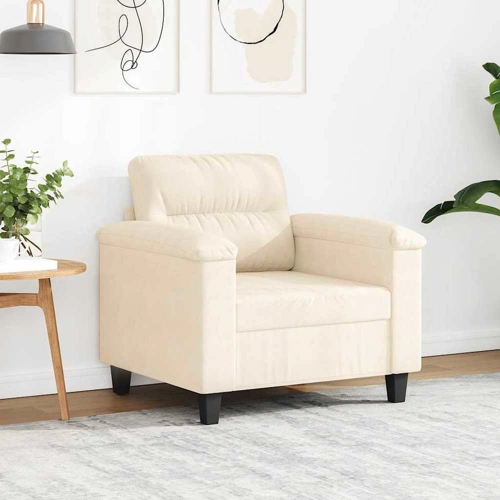 Poltrona Beige 60 cm in Tessuto di Microfibra