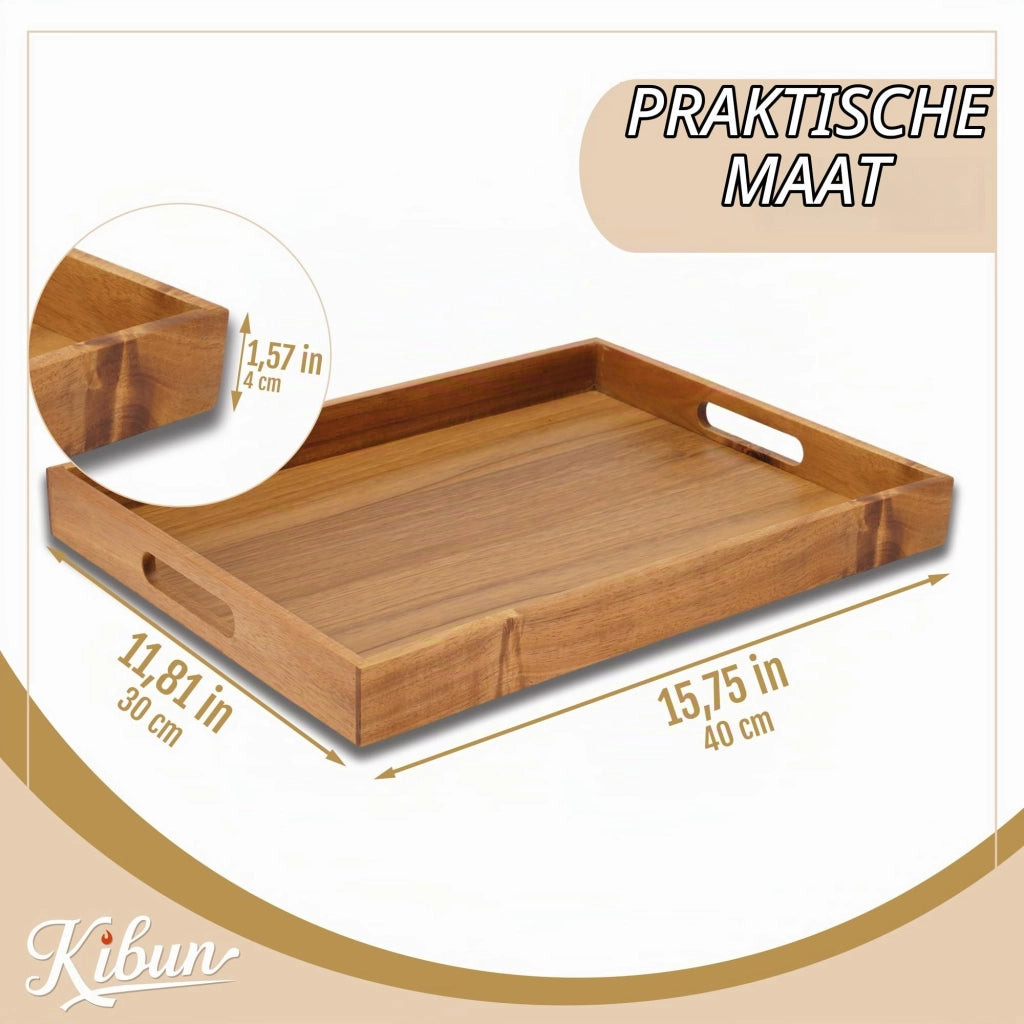 Tagliere in legno di acacia con maniglie, dimensioni 40x30 cm