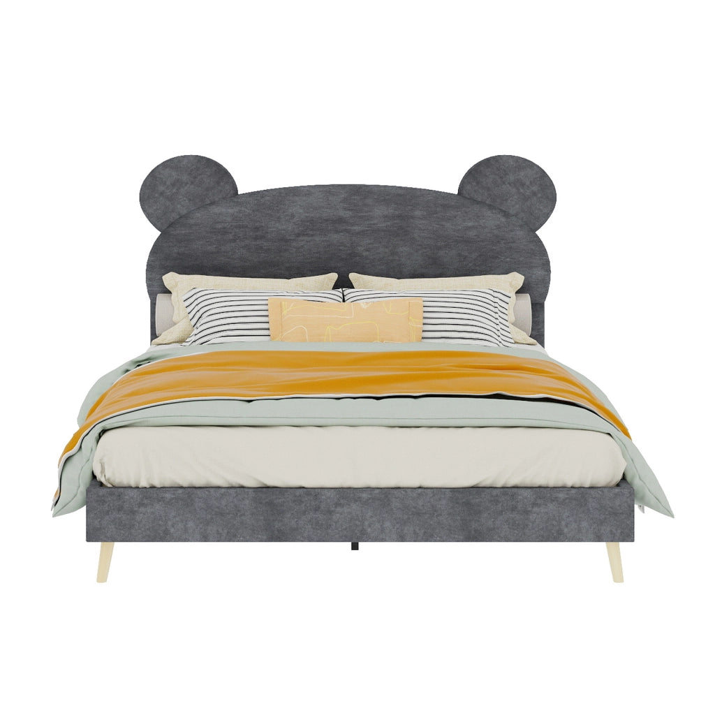 Letto imbottito tessuto metallo grigio 144 x 200 cm