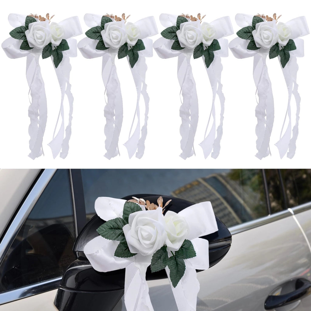 Decorazione per auto nuziale fiori 4 pezzi addobbo auto matrimonio