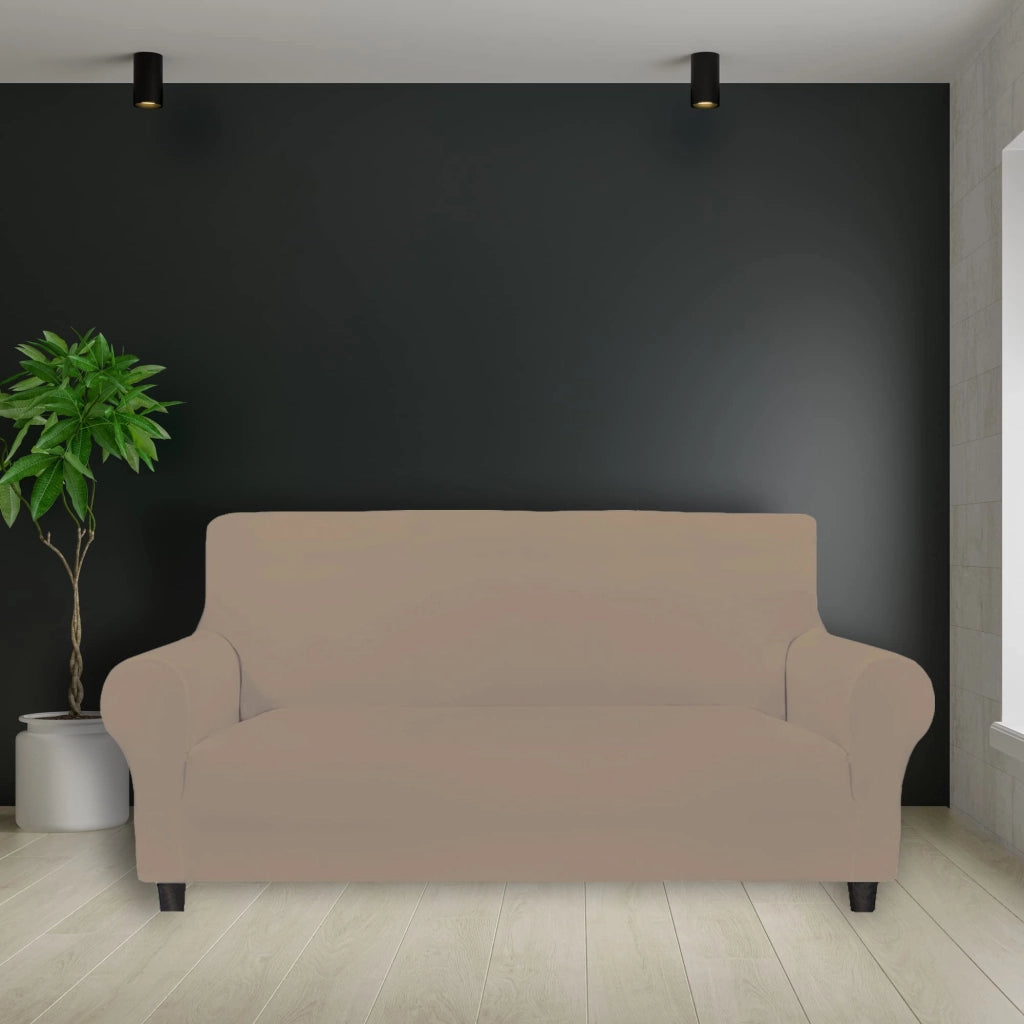 Copertura elastica per divano, 4 posti, resistente alle macchie, color crema