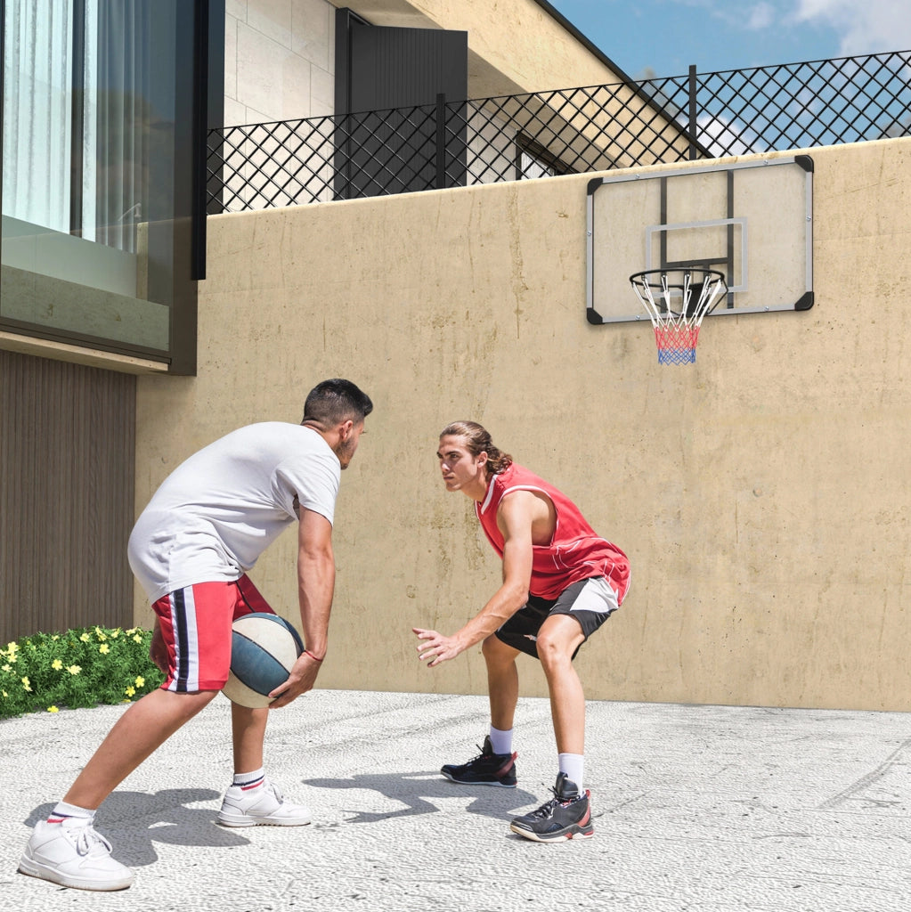 Canestro da basket da parete 113x73x45 cm in acciaio nero, interno/esterno