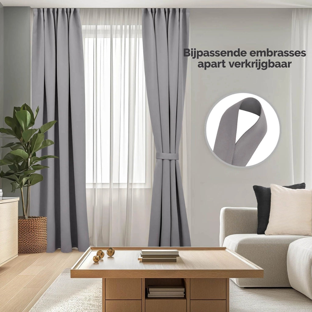 Tende oscuranti, 140x145 cm, set da 2, completamente oscuranti, grigio scuro