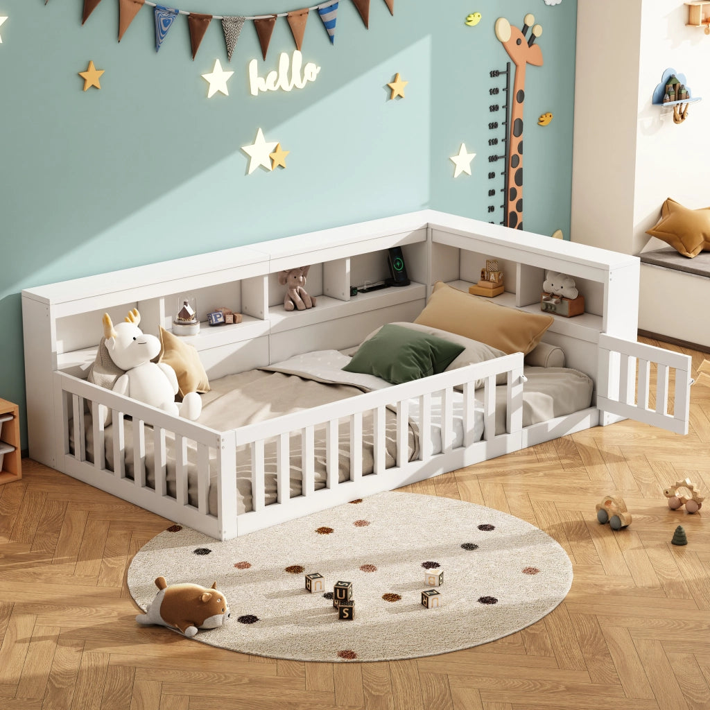 Letto singolo a divano 90 × 200 cm con rete a doghe in pannelli di particelle e MDF bianco con prese e porte USB