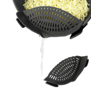 Confezione da 2 setacci in silicone con clip, pieghevoli, colore nero