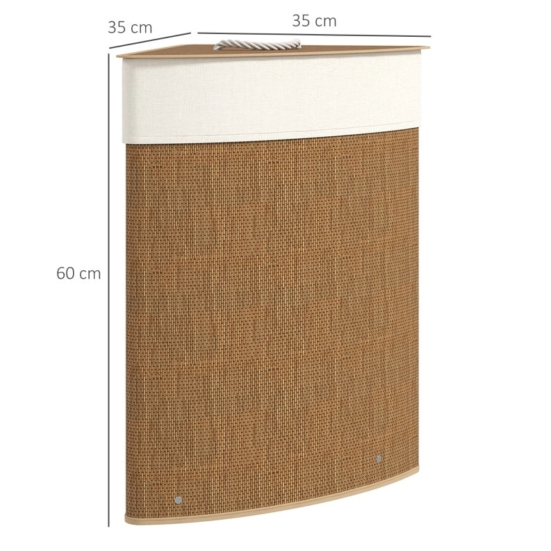 Cesto portabiancheria in bambù con coperchio 55 L 35x35x60 cm marrone