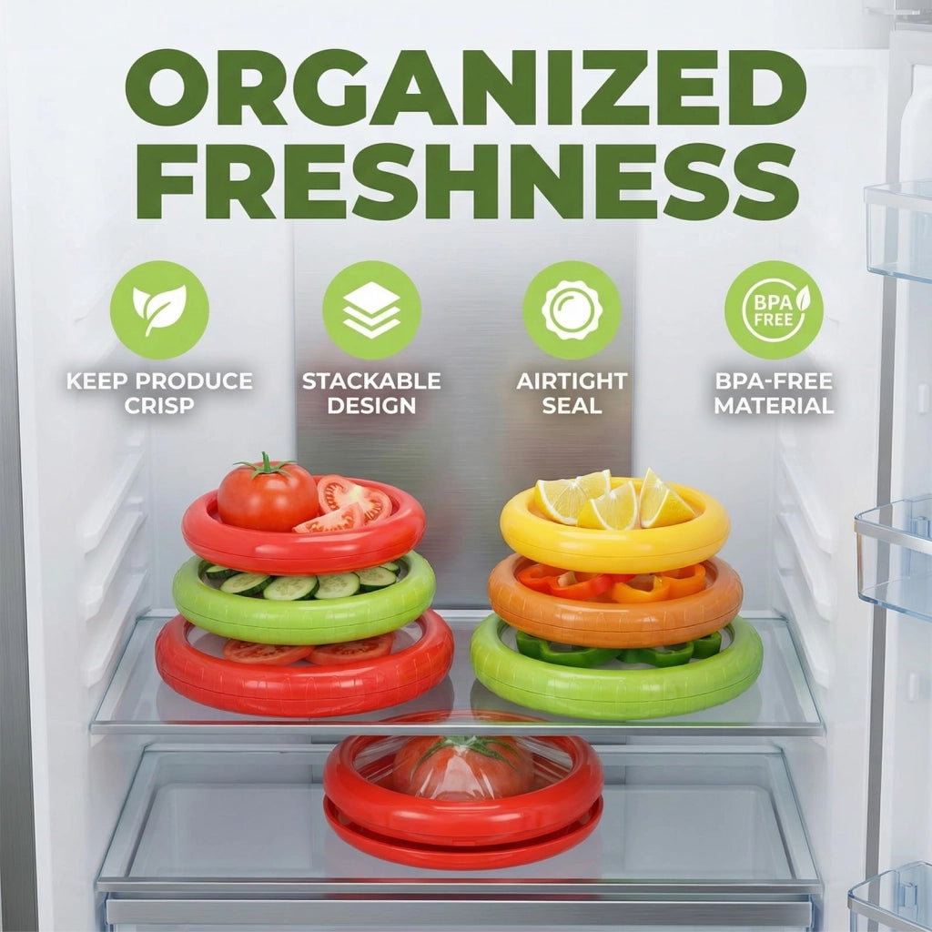 Set di 4 contenitori ermetici in silicone per la conservazione di frutta e verdura