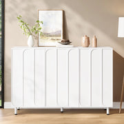 Mobile contenitore bianco opaco 120 × 37 × 80 cm con 3 ante ripiani regolabili piedini in ferro MDF e PB