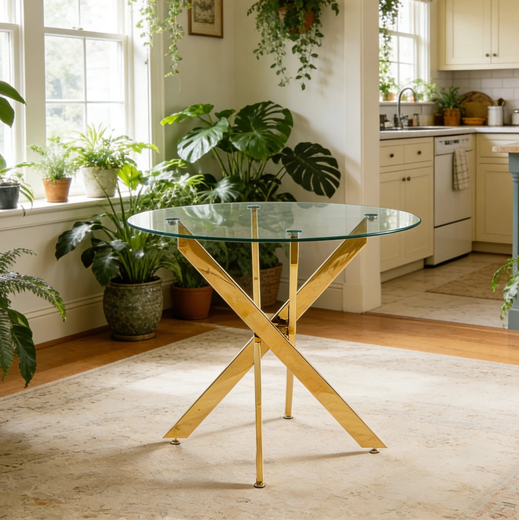 Set da pranzo 5 pezzi con tavolo e 4 sedie in velluto e gambe dorate