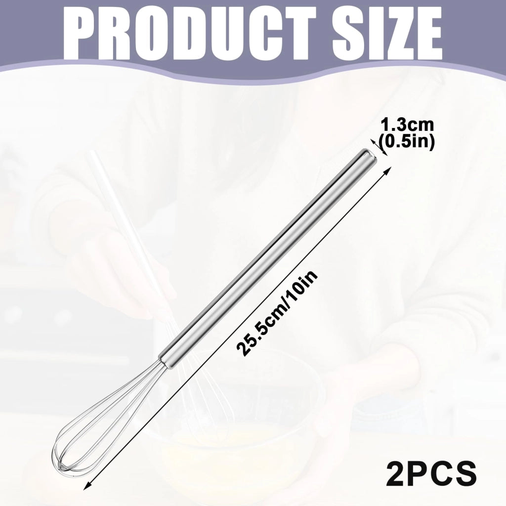 Set di 2 fruste da cucina mini, in acciaio inossidabile, 23 cm, adatte al lavaggio in lavastoviglie