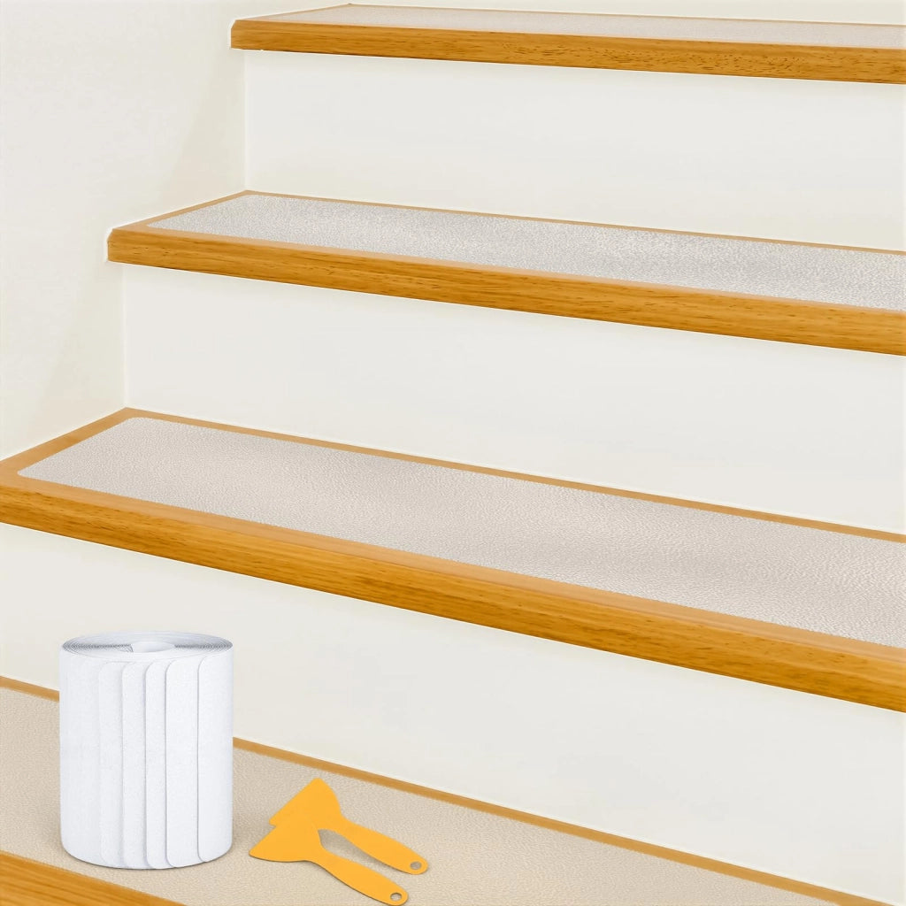 Tappetini antiscivolo per gradini, 15x80 cm, confezione da 15 pezzi, trasparenti, autoadesivi