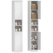 Mobile colonna bagno alto salvaspazio con 2 ante e 2 scomparti aperti, ripiani regolabili, bianco 30 cm
