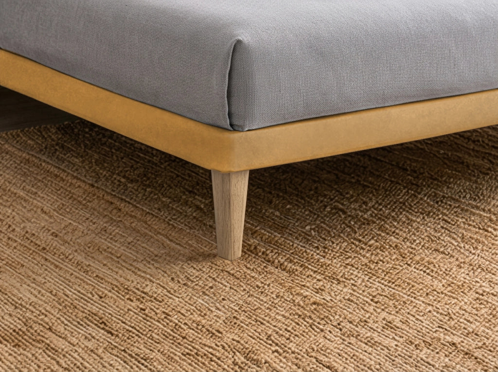 Letto Singolo con Rete Rivestita 80x190 cm Microfibra Ocra Tessis Testata Soft