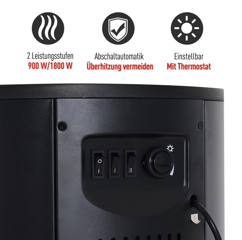 CAMINO ELETTRICO con termoventilatore 41x41x64,5 cm Nero