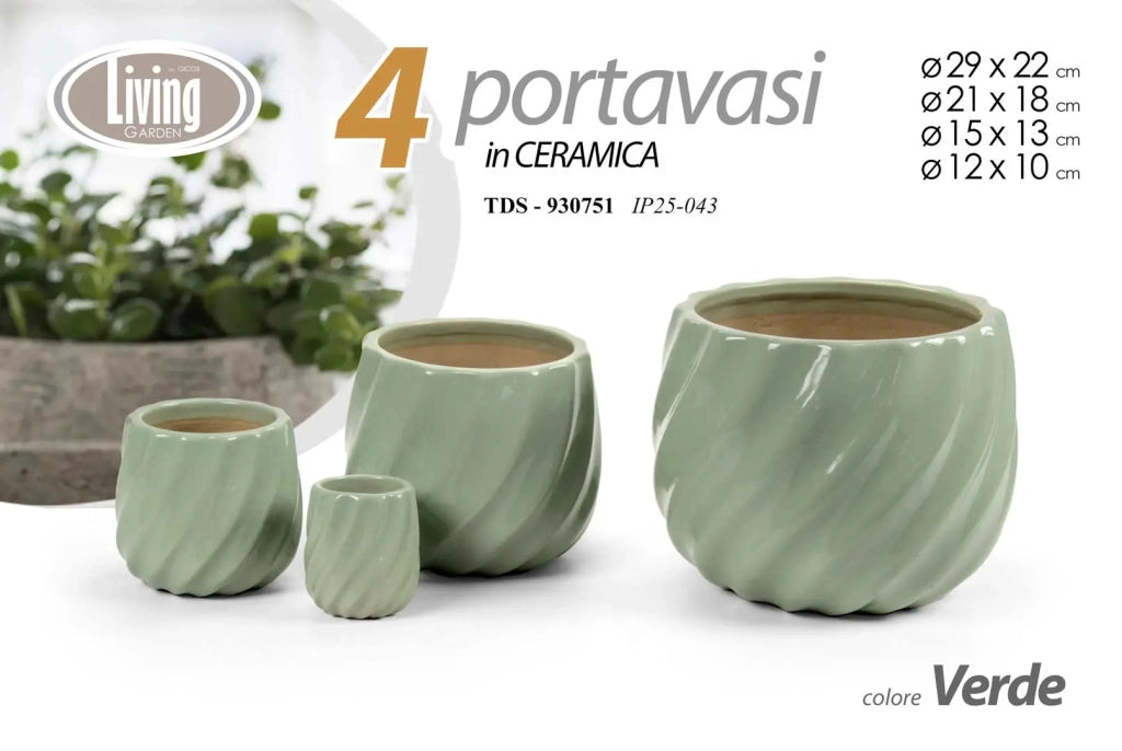 Set 4 portavasi in ceramica Ø28/20/14/10