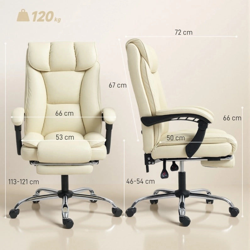Sedia da ufficio ergonomica 66x72x121 cm in similpelle beige e nera