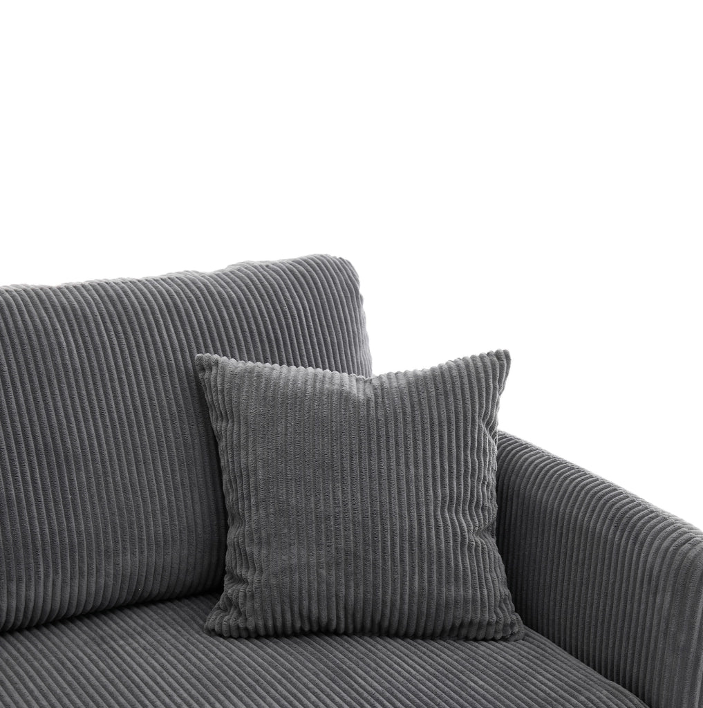 Divano letto convertibile in velluto a coste grigio, 182 cm