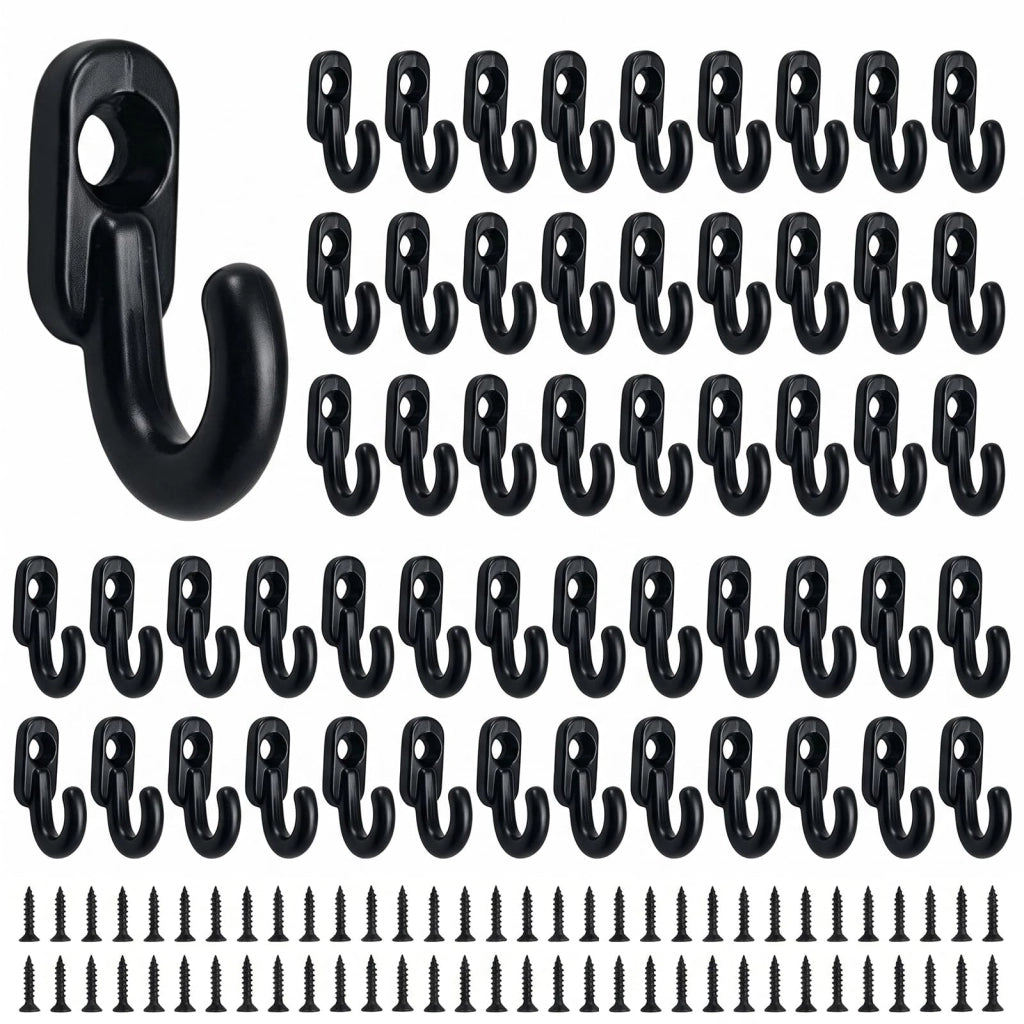 60 ganci mini, 17 mm, neri, per portachiavi da parete