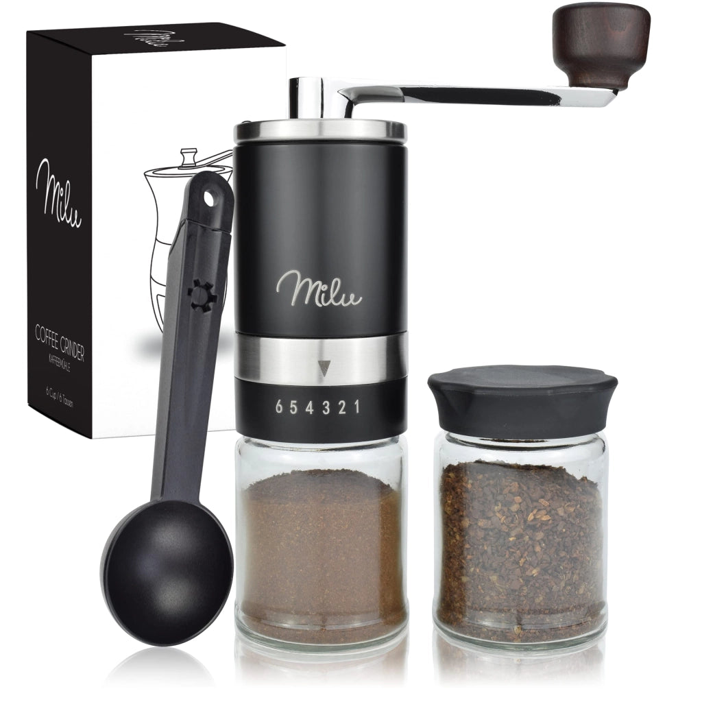 Macinacaffè manuale, con macinino in Vetroceramica, 6 livelli di macinatura, colore nero