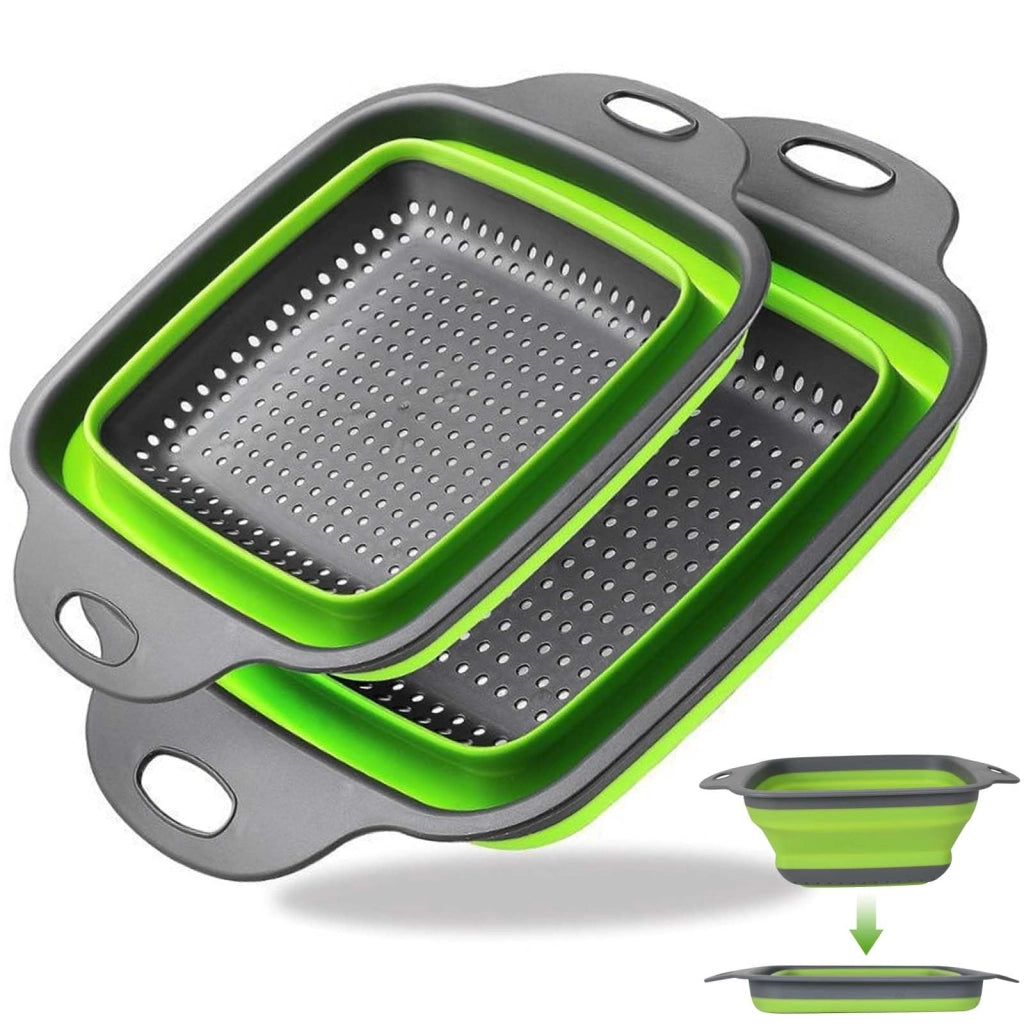 Set di 2 colini in silicone pieghevoli, 2-in-1, verdi