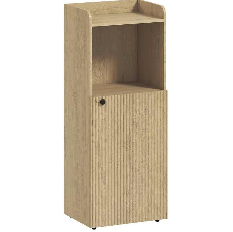 Mobiletto da bagno con anta, ripiano regolabile e scaffale aperto, 40x31x104 cm, rovere giallo