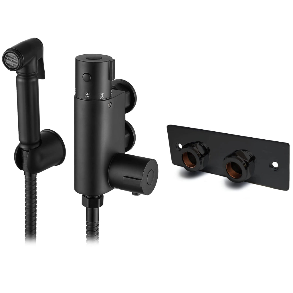 Doccia bidet termostatica, in ottone, finitura nera opaca, 1 set