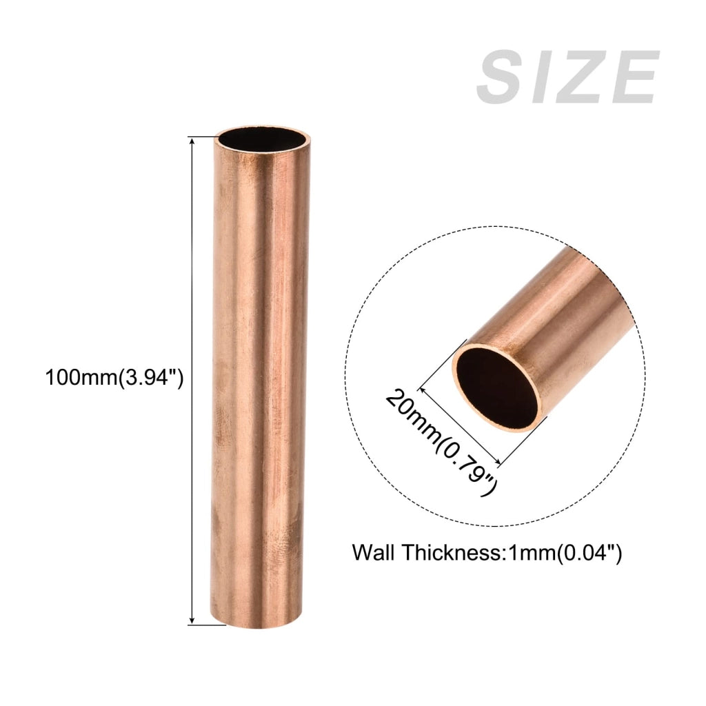 Tubo di rame da 20 mm di diametro esterno, 1 mm di spessore e 100 mm di lunghezza – tubi diritti per progetti fai-da-te