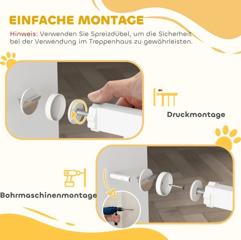 Cancello di sicurezza senza fori 76 cm bianco, chiusura automatica